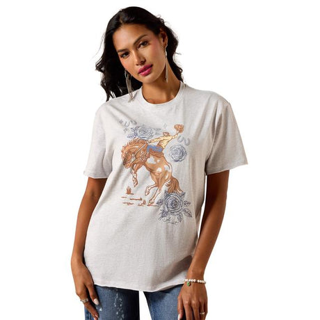 Ariat Cowboy Rose T-shirt In Steel Heather Cotton