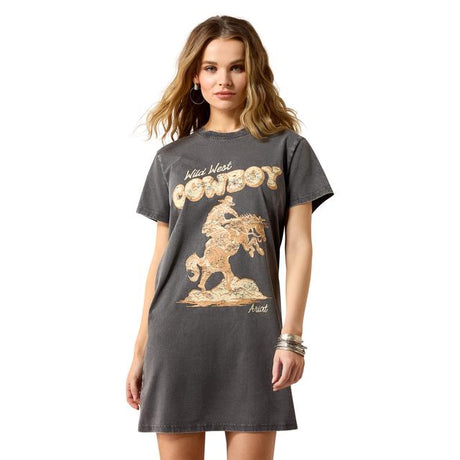 Ariat Wild West T-shirt Dress In Charcoal Mineral Wash