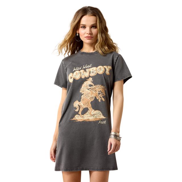 Ariat Wild West T-shirt Dress In Charcoal Mineral Wash