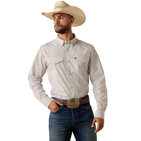 Ariat Pro Series Frasier Fitted Snap Shirt In Roasted Cashew Stripe