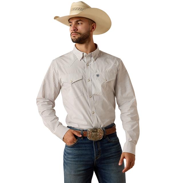 Ariat Pro Series Frasier Fitted Snap Shirt In Roasted Cashew Stripe