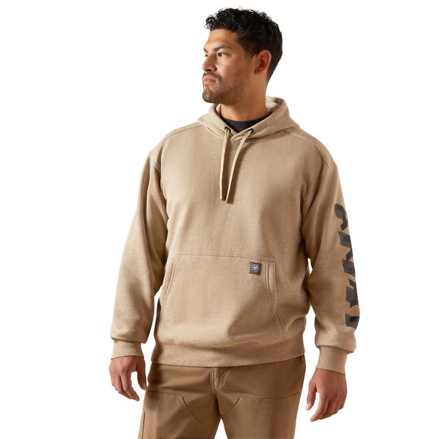 Ariat Rebar Lightweight Logo Hoodie In Oatmeal Heather Black