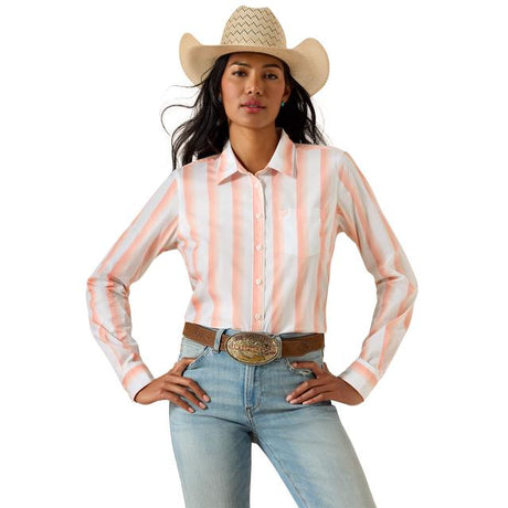 Ariat Kirby Shirt In Peach Amber Stripe