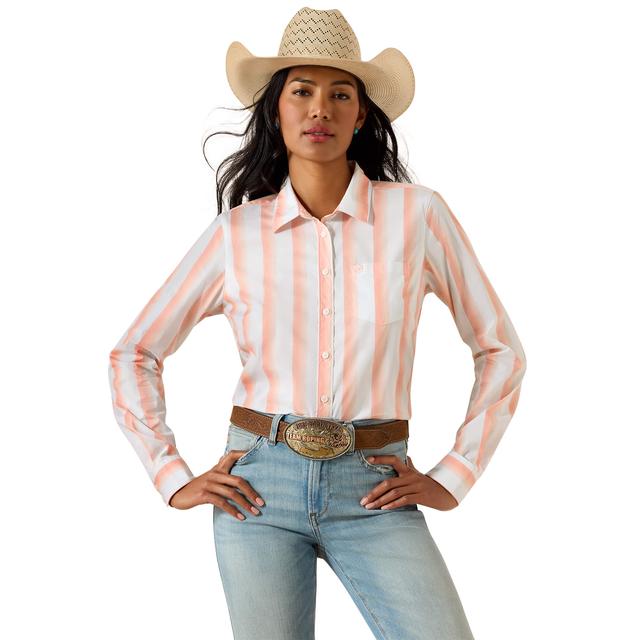 Ariat Kirby Shirt In Peach Amber Stripe
