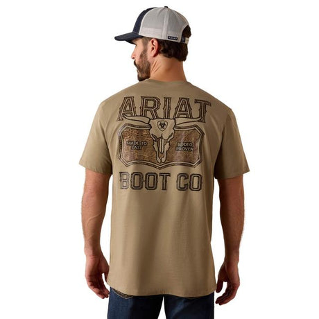 Ariat Steer Lockup T-shirt In Fallen Rock Cotton