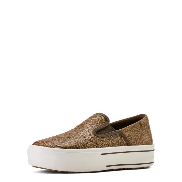 Ariat Skylar Slip On Shoe In Brown Floral Emboss