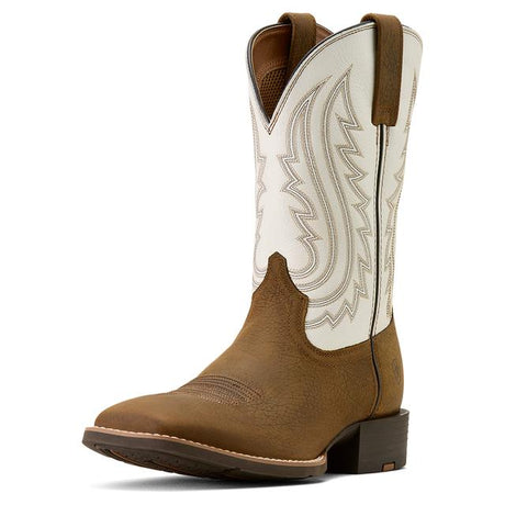 Ariat Sport Big Country Wide Square Toe Cowboy Boots In Mustang Brown Smokey Cream