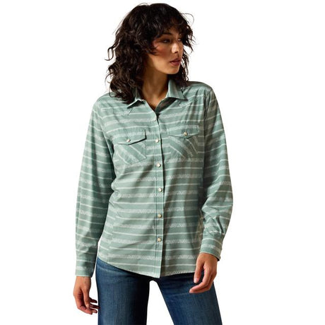Ariat Western Venttek Shirt In Green Paisley Stripe