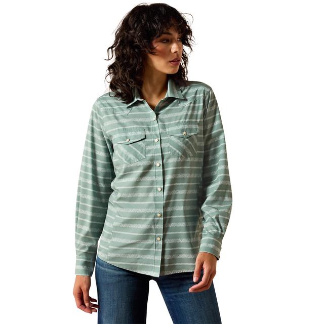 Ariat Western Venttek Shirt In Green Paisley Stripe