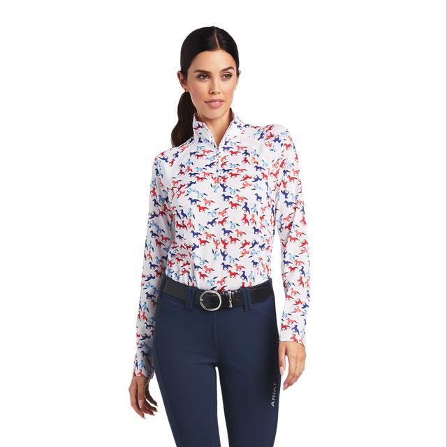 Ariat Sunstopper 2.0 1/4 Zip Baselayer Gallop Print