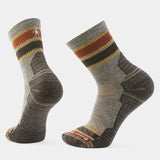 Smartwool Unisex Hike Striped Mid Crew Socks Taupe - Natural Marl