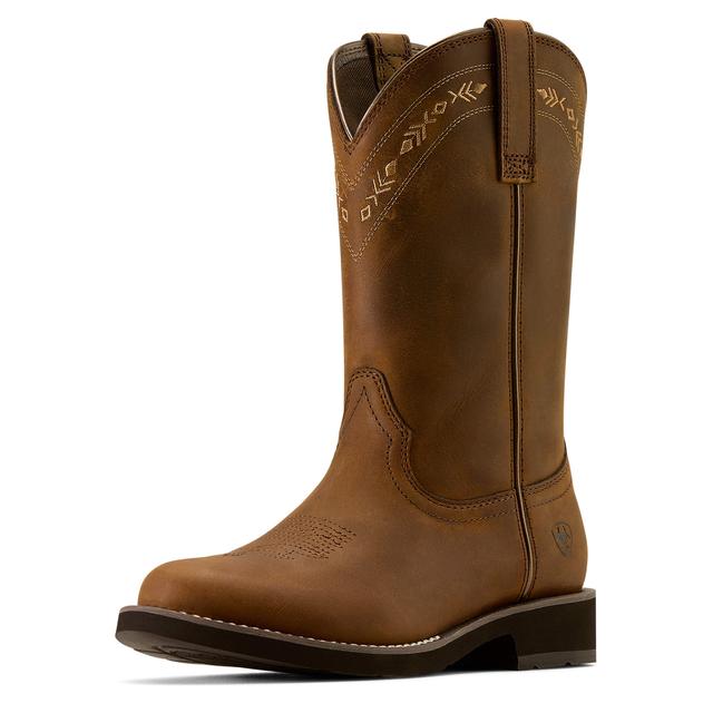 Ariat Kearney Round Toe Cowgirl Boots In Distressed Brown