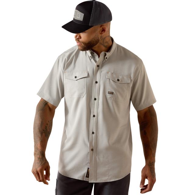 Ariat Rebar Made Tough Venttek Durastretch Work Shirt In Limestone