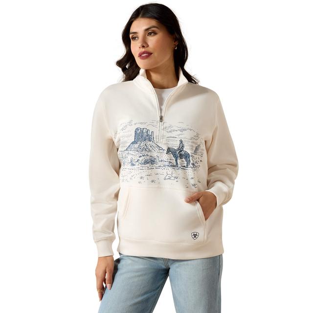 Ariat Traveler 1/2 Zip Sweatshirt In Sea Salt
