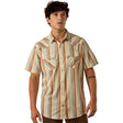 Ariat Retro Hawthorne Fitted Snap Shirt In Sandshell Stripe