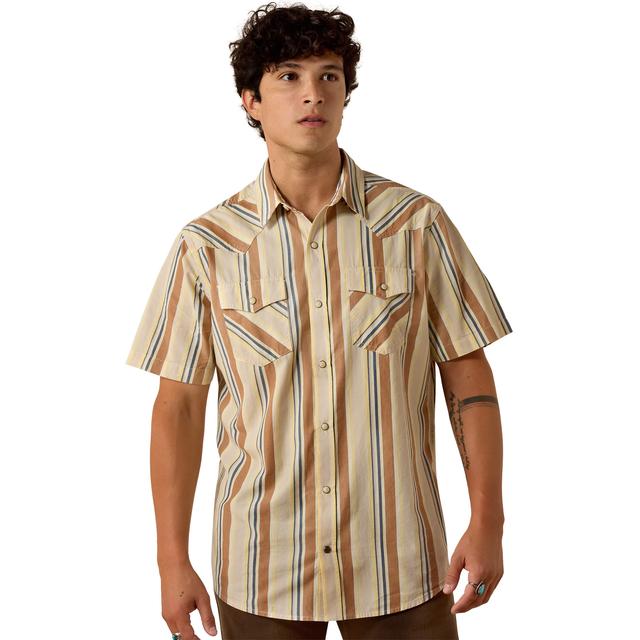 Ariat Retro Hawthorne Fitted Snap Shirt In Sandshell Stripe