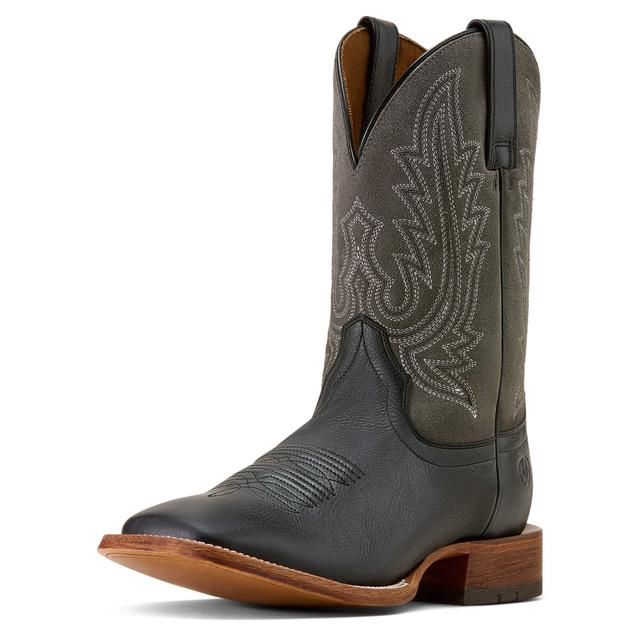 Ariat County Roads Wide Square Toe Cowboy Boots In Nightshade Black Gunmetal Grey Suede Leather