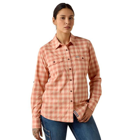 Ariat Rebar Made Tough Durastretch Work Shirt In Langoustino