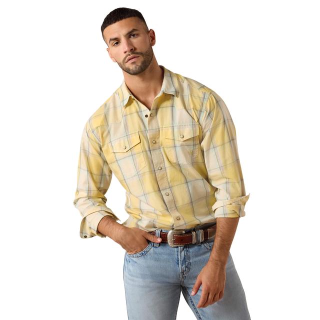 Ariat Retro Hux Fitted Snap Shirt In Chai Tea Plaid