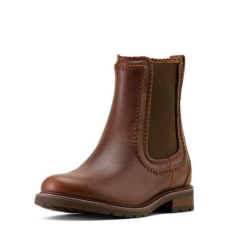 Ariat Wexford Whipstitch Chelsea Boots In Deep Cognac Leather