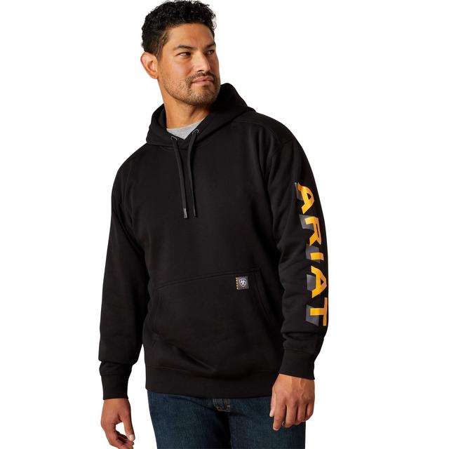 Ariat Rebar Lightweight Logo Hoodie In Black Orange
