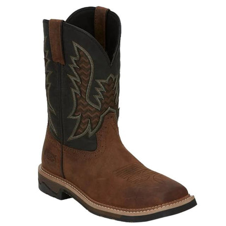 Justin Bolt Black Water Buffalo Work Boots Pecan Brown