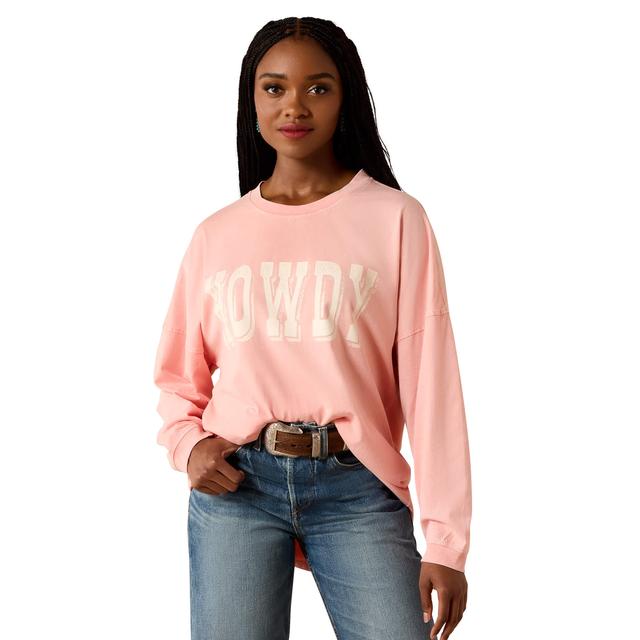 Ariat Canvas Oversized Long Sleeve T-shirt In Peach Amber Cotton
