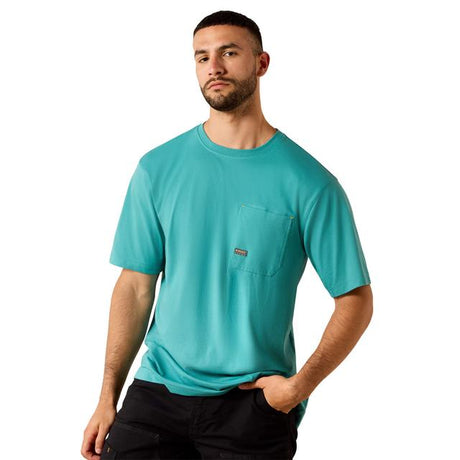 Ariat Rebar Workman T-shirt In Teal Cotton