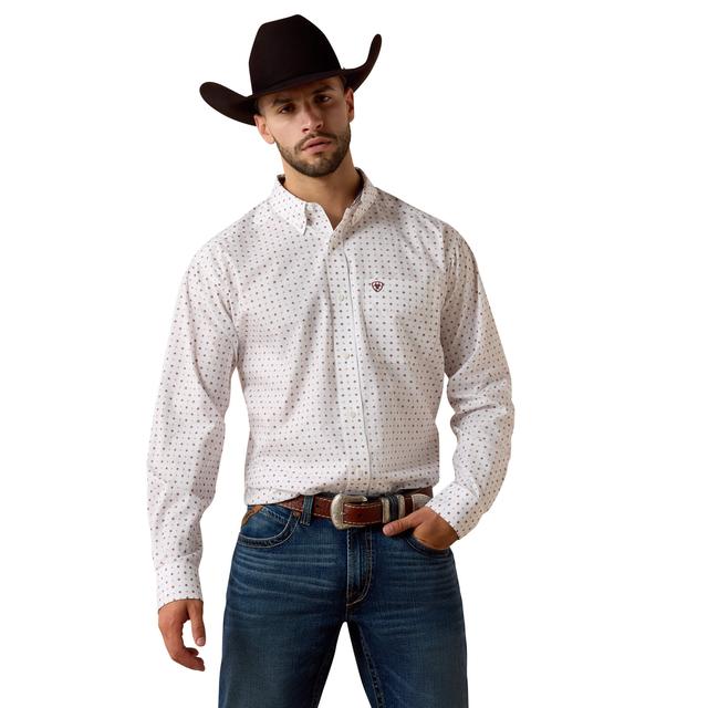 Ariat Wrinkle Free Waverly Classic Fit Shirt In White Geo Print