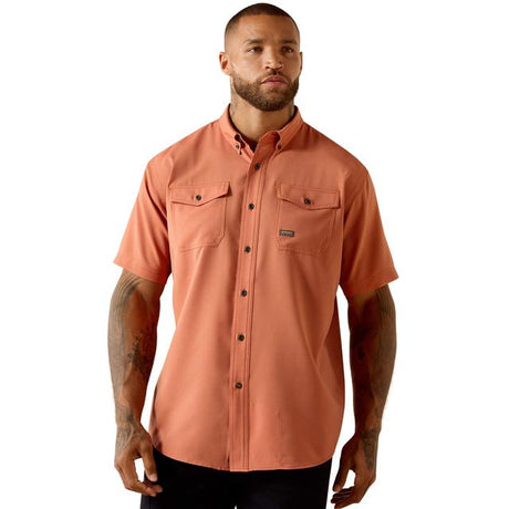 Ariat Rebar Made Tough Venttek Durastretch Work Shirt In Burnt Brick