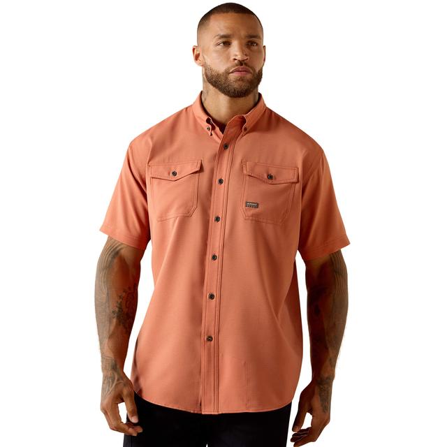 Ariat Rebar Made Tough Venttek Durastretch Work Shirt In Burnt Brick