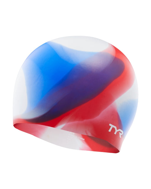 Tyr Youth Silicone Tie Dye Swim Cap Red/white/red