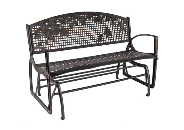 Painted Sky Designs Glider Bench Cast Iron Leaves