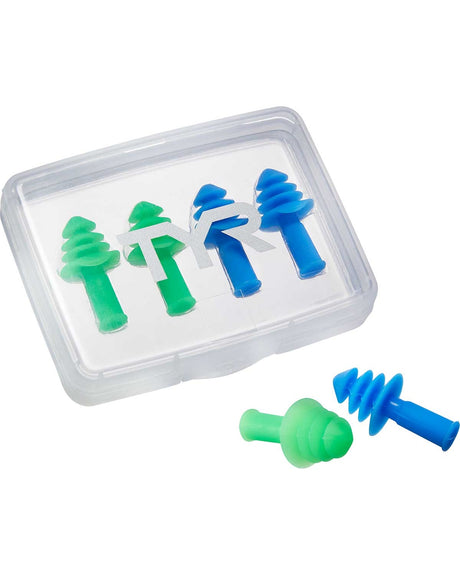 Tyr Ergo Flex Ear Plugs - 4 Pack (2 Pairs) Blue/green