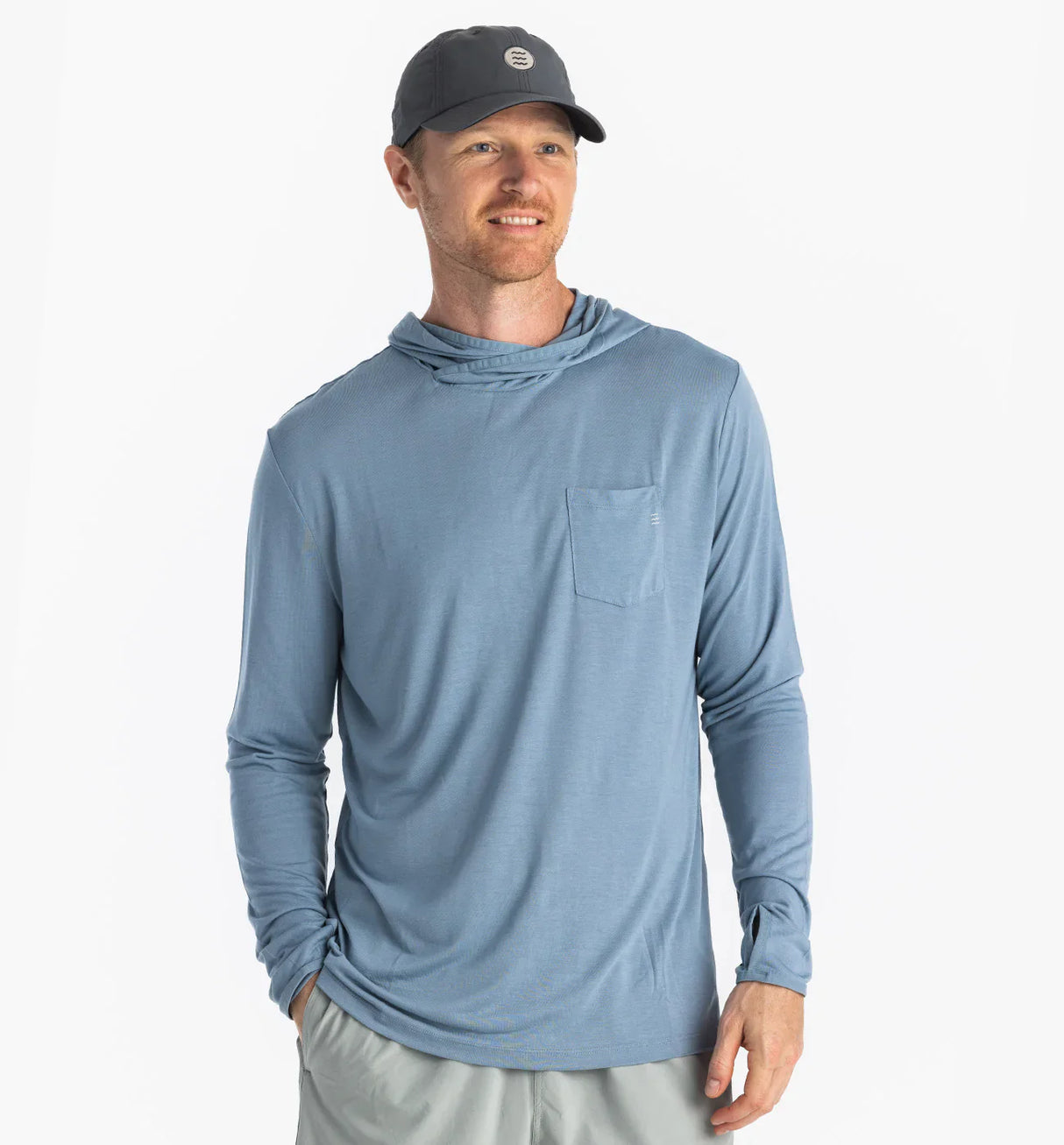 Free Fly Apparel Men's Bamboo Lightweight Hoodie Blue fog