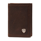 Ariat Tri-Fold Leather Wallet - Rowdy Brown Dark Rowdy Brown / Tri-Fold