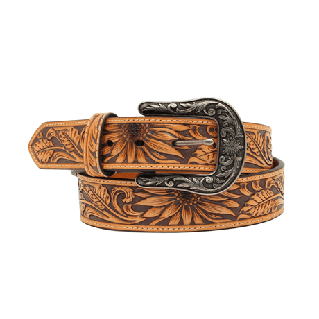 Nocona Womens Sunflower Tooled Leather Belt Brown / Tan /  / 1-1/2 in.