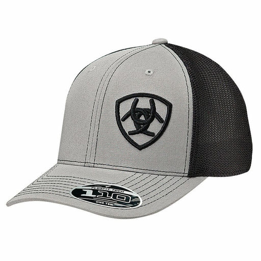 Ariat Offset FlexFit Embroidered Shield Logo Snapback Hat - Grey Grey / Black