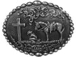 Nocona Oval Cowboy Prayer Buckle Silver
