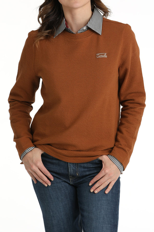 Cinch Women's Textured Sweatshirt - Copper - (MAK9205001) Copper