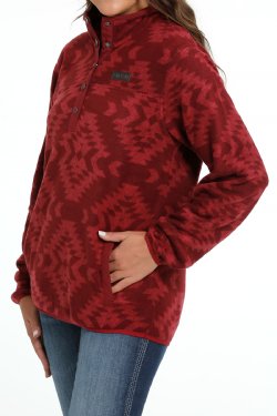 Cinch Women's Southwest Print Polar Fleece Pullover Red