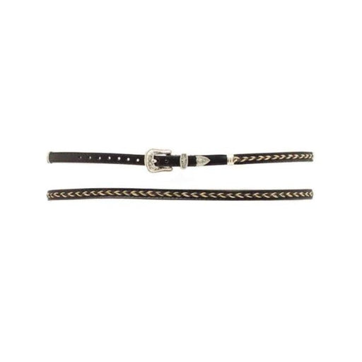 M&F Western Products Horsehair Inlaid Leather Hatband - Black Black with Tan