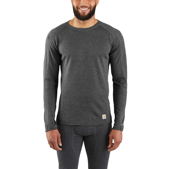 Carhartt Men's Base Force Heavyweight Poly-wool Crew (no Pocket) Black heather