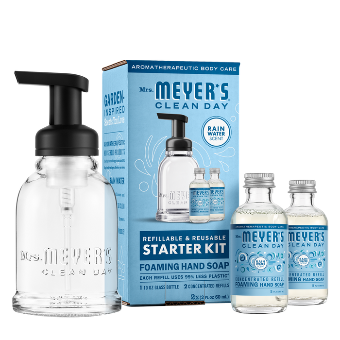 Mrs. Meyers Rain Water Foaming Hand Soap Concentrate Starter Kit Rain