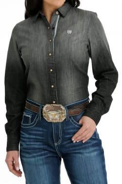 Cinch Women's Snap Western Shirt Black Denim