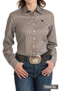 Cinch Women's Stripe Button-Down Western Shirt - Brown/Navy - (MSW9165058) Navy