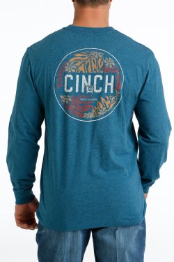 Cinch Men's Long Sleeve Graphic Tee Blue