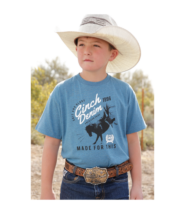 Cinch Boys Short Sleeve Bronco Graphic T-Shirt Blue