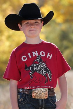 Boy's Cinch Keepin' It Western Short Sleeve Tee Red