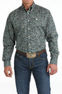 Cinch Men's Stretch Paisley Print Button-Down Western Shirt - Green - (MTW1105811) Green